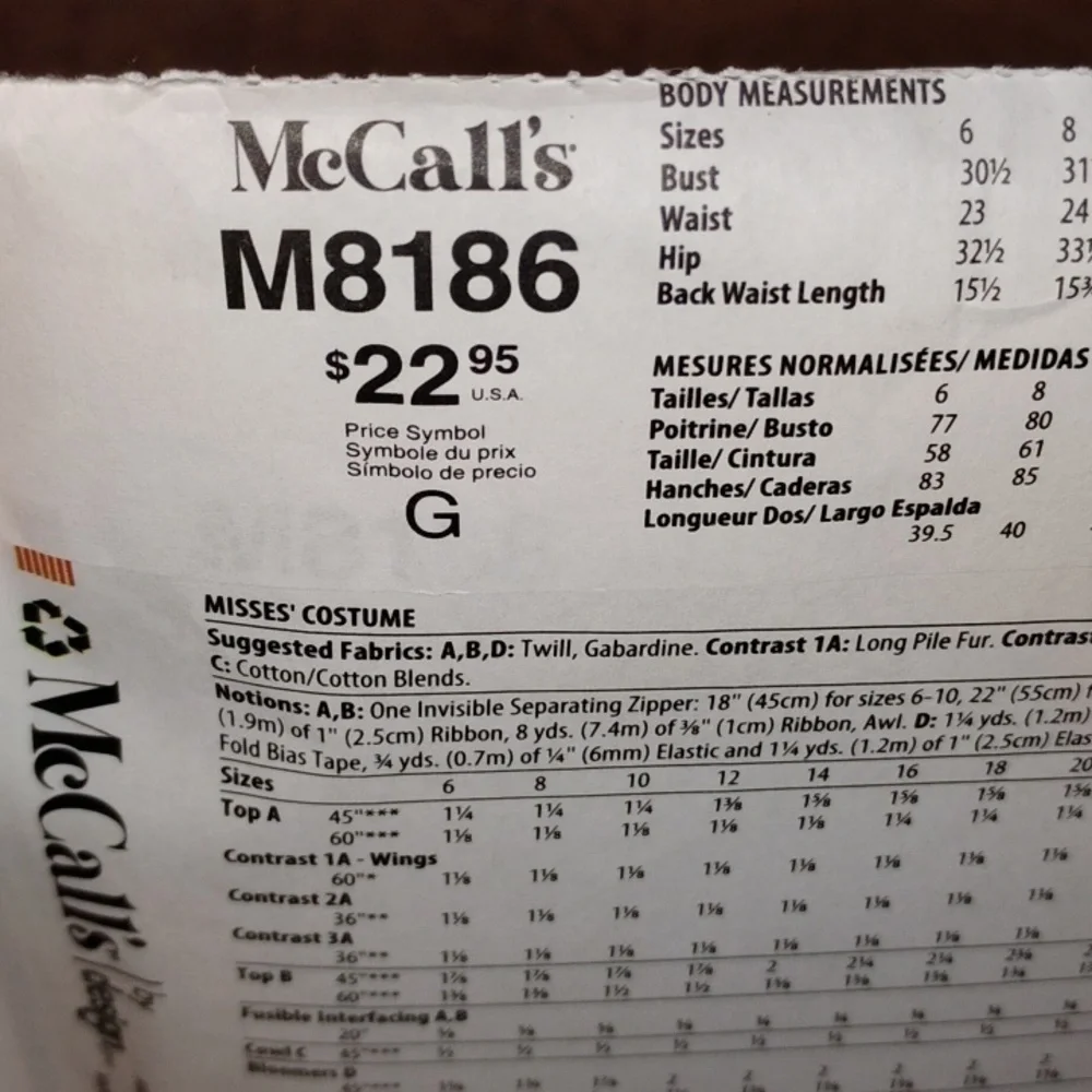 McCall's Costumes Kids Costumes, Sizes: A5, (6-8-10-12-14) (M8229 & M8186), NWT